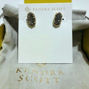 Ellie Gold Stud Earrings in Platinum Drusy